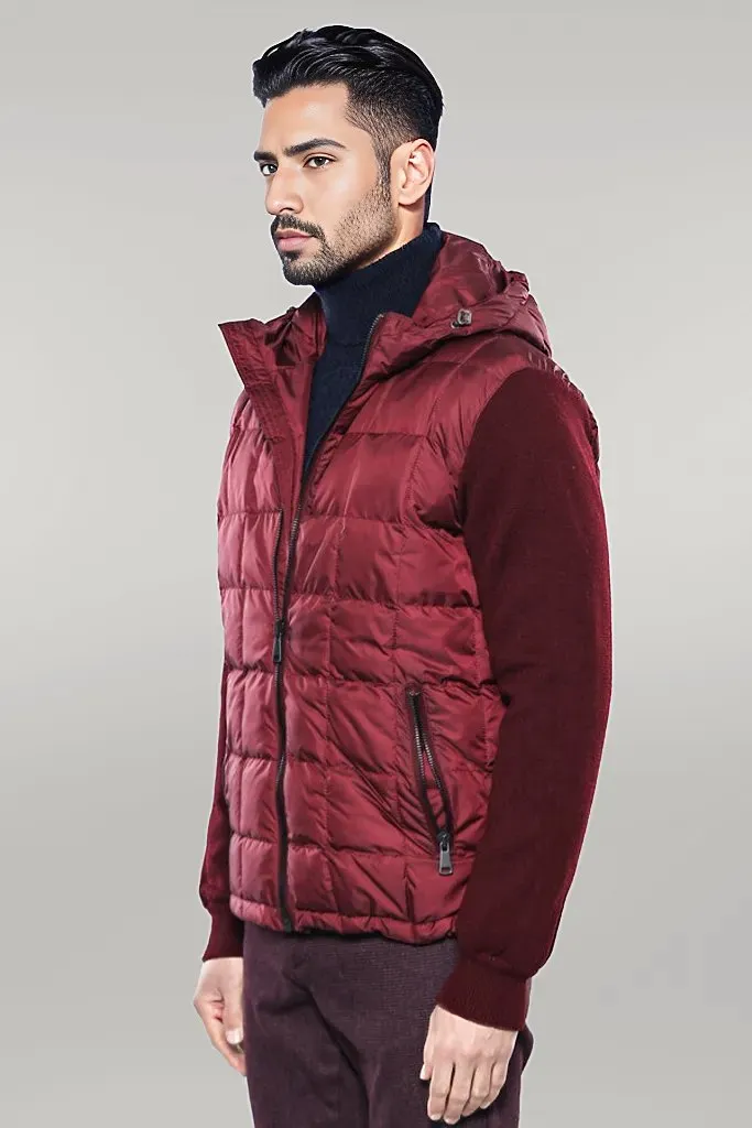 Hooded Burgundy Coat Jacket - Wessi