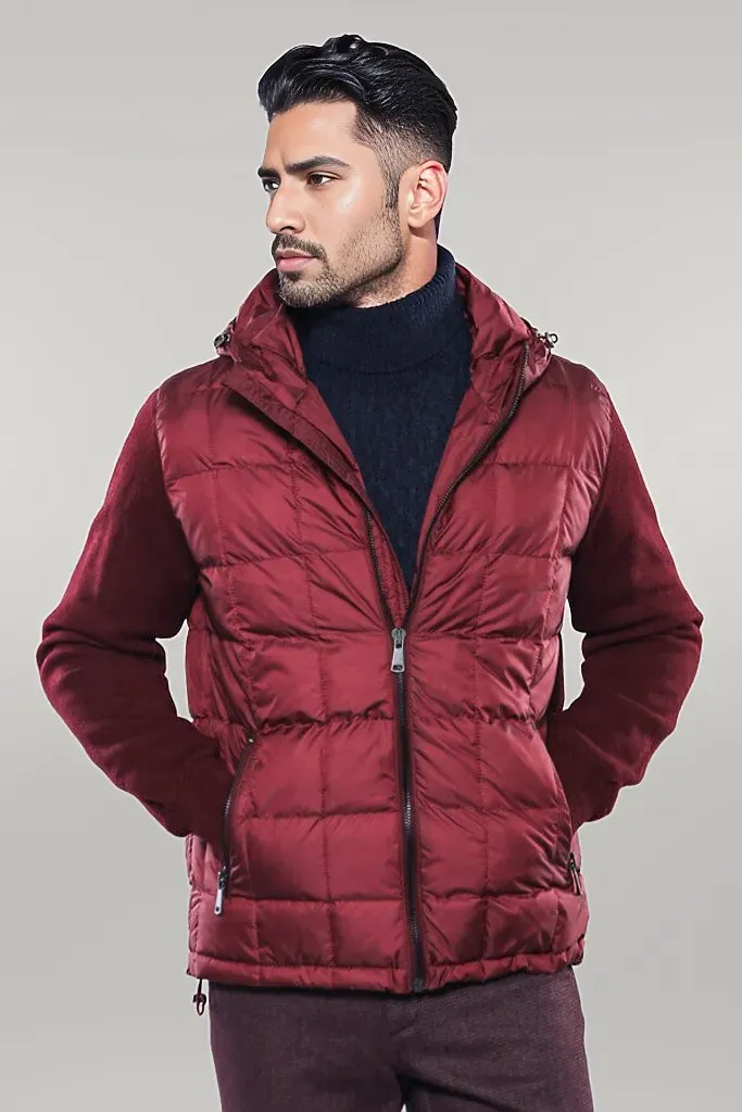 Hooded Burgundy Coat Jacket - Wessi