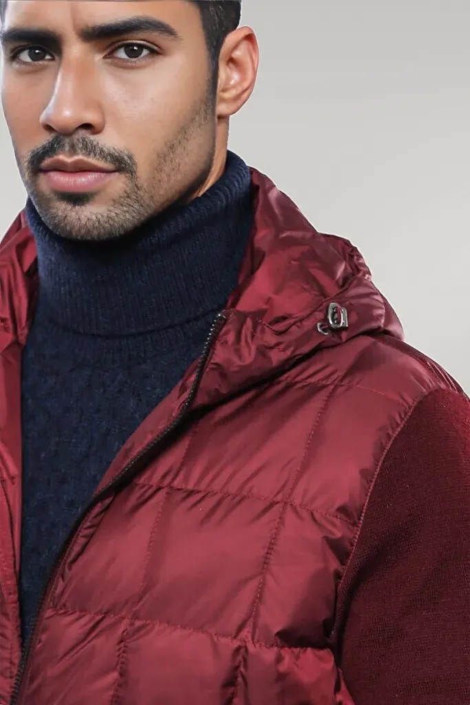 Hooded Burgundy Coat Jacket - Wessi