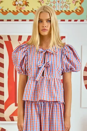 Hunter Bell Carly Top Gingham Tie Front Top