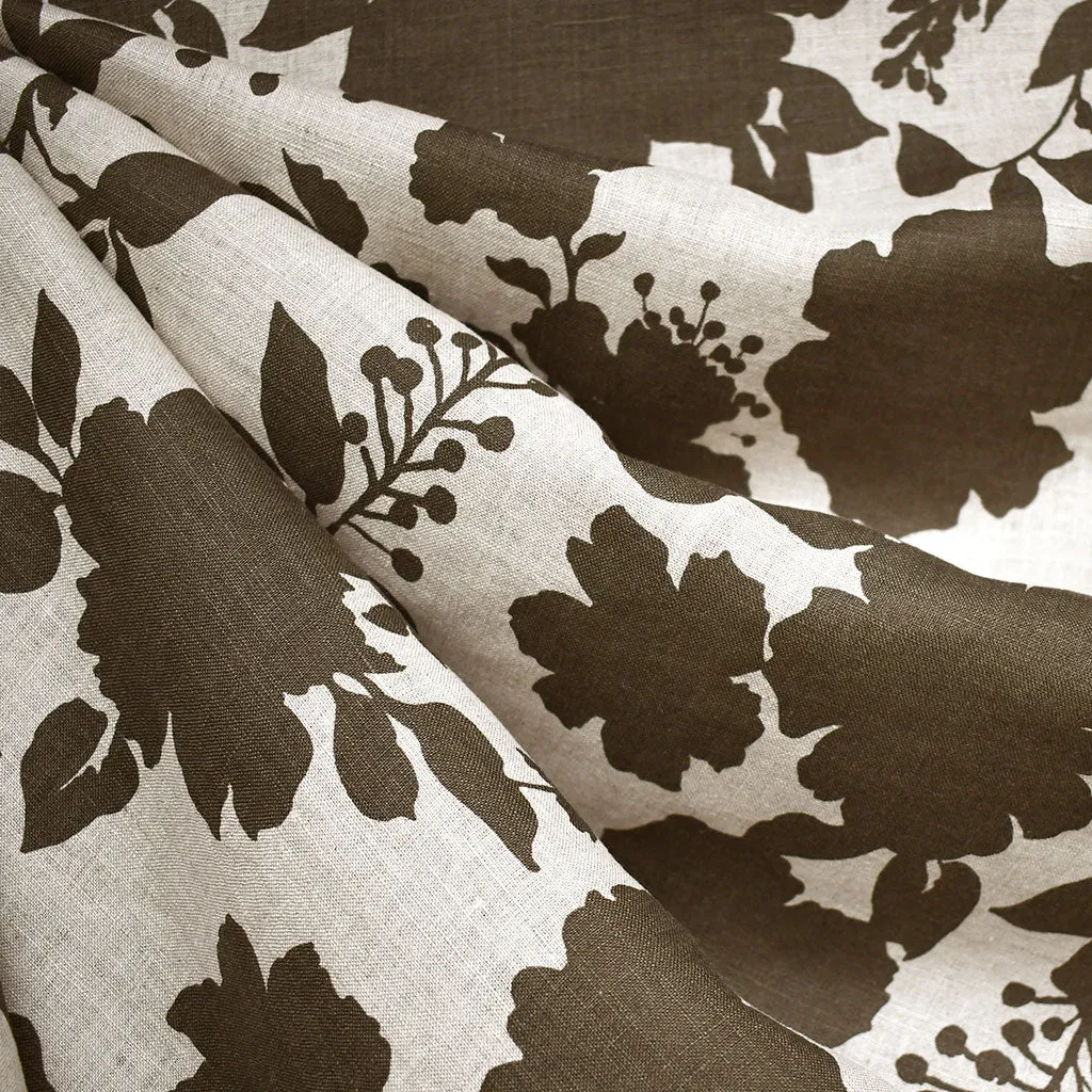 Japanese Floral Silhouette Linen Shirting Natural/Taupe