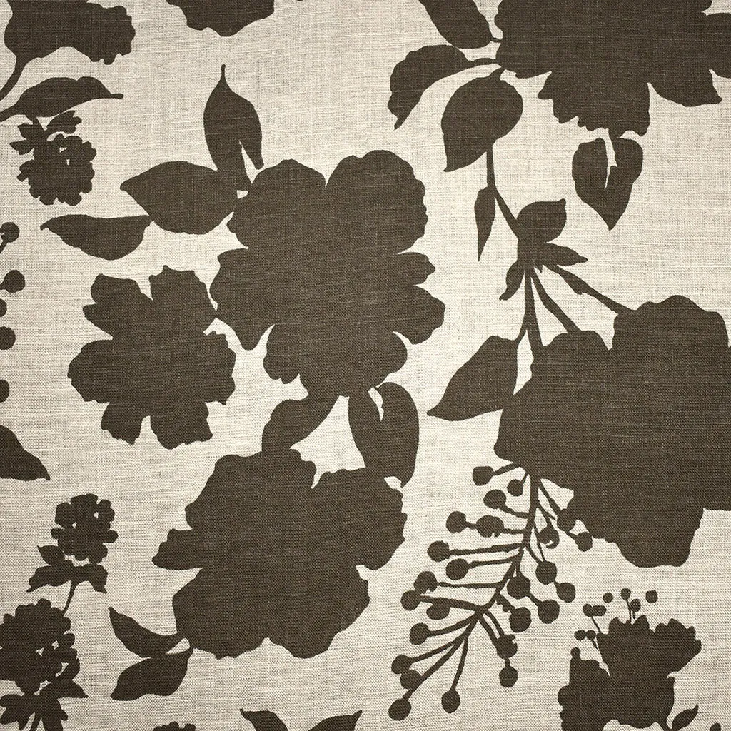 Japanese Floral Silhouette Linen Shirting Natural/Taupe