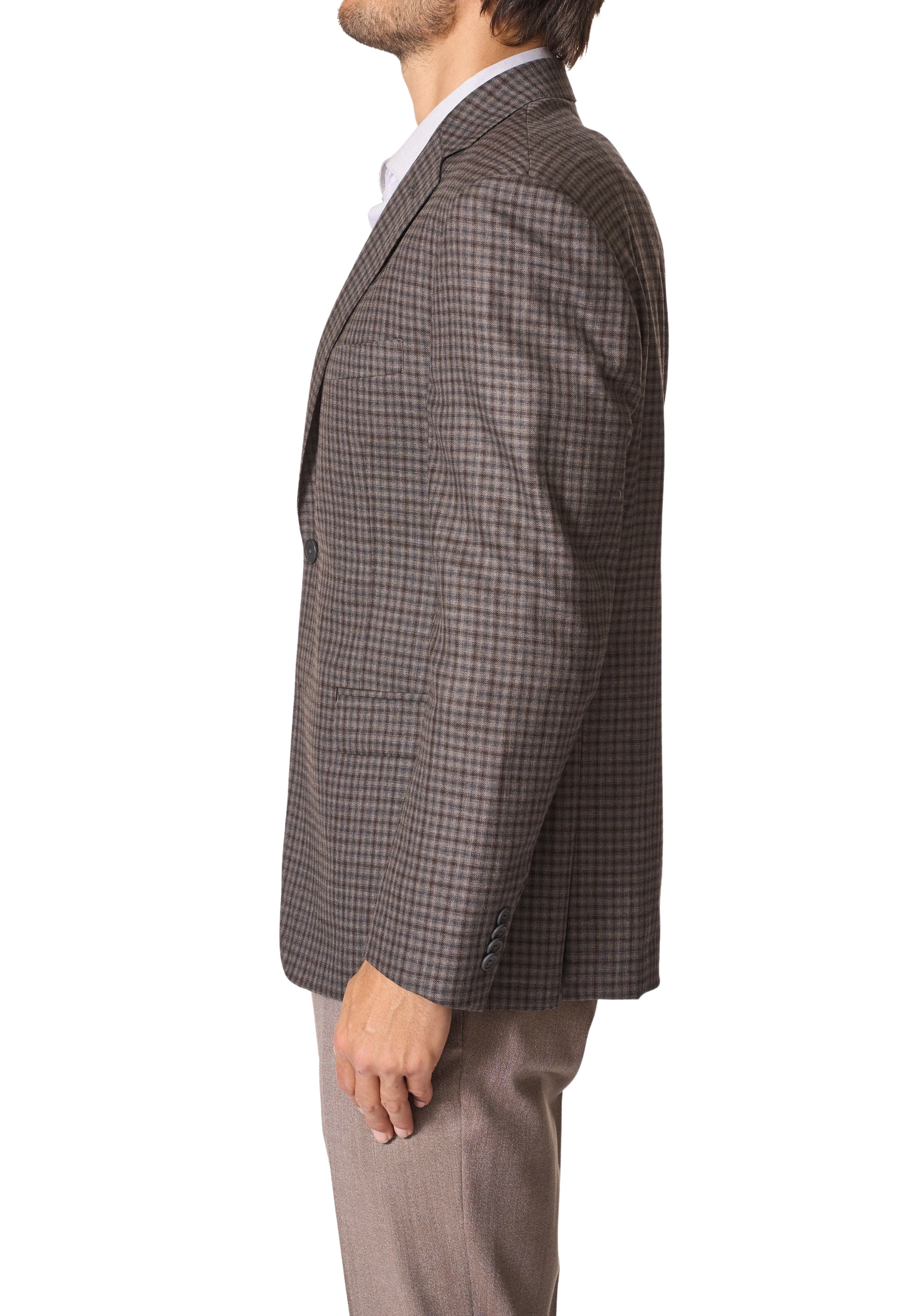 JB Britches Check Sport Coat - Dark Taupe