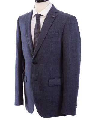 John Varvatos BLEECKER Half-Canvassed Blue Two Button Wool Blend Blazer