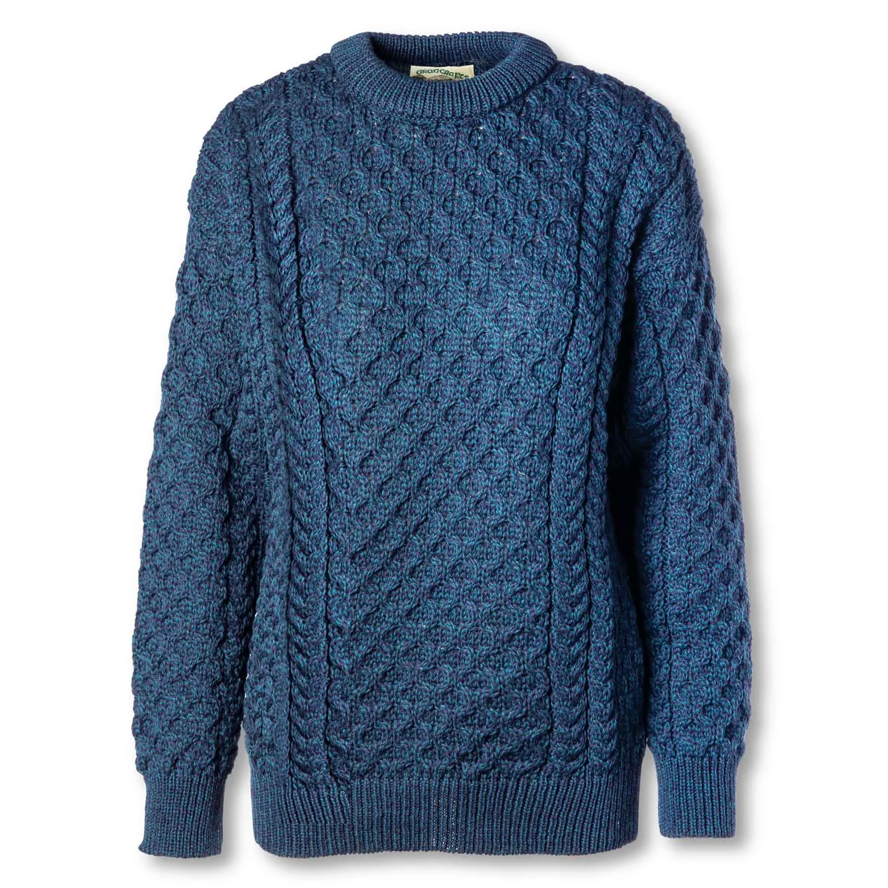 Cozy Womens Kildare Aran Knit Tunic Sweater - Elegant Blue