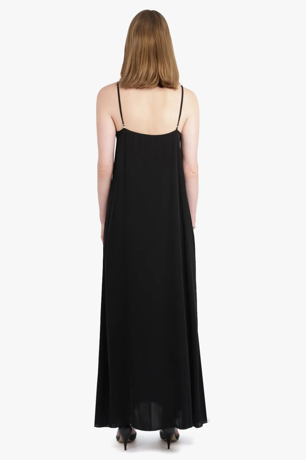 Kole Thin Strap V-Neck Maxi Dress | Black