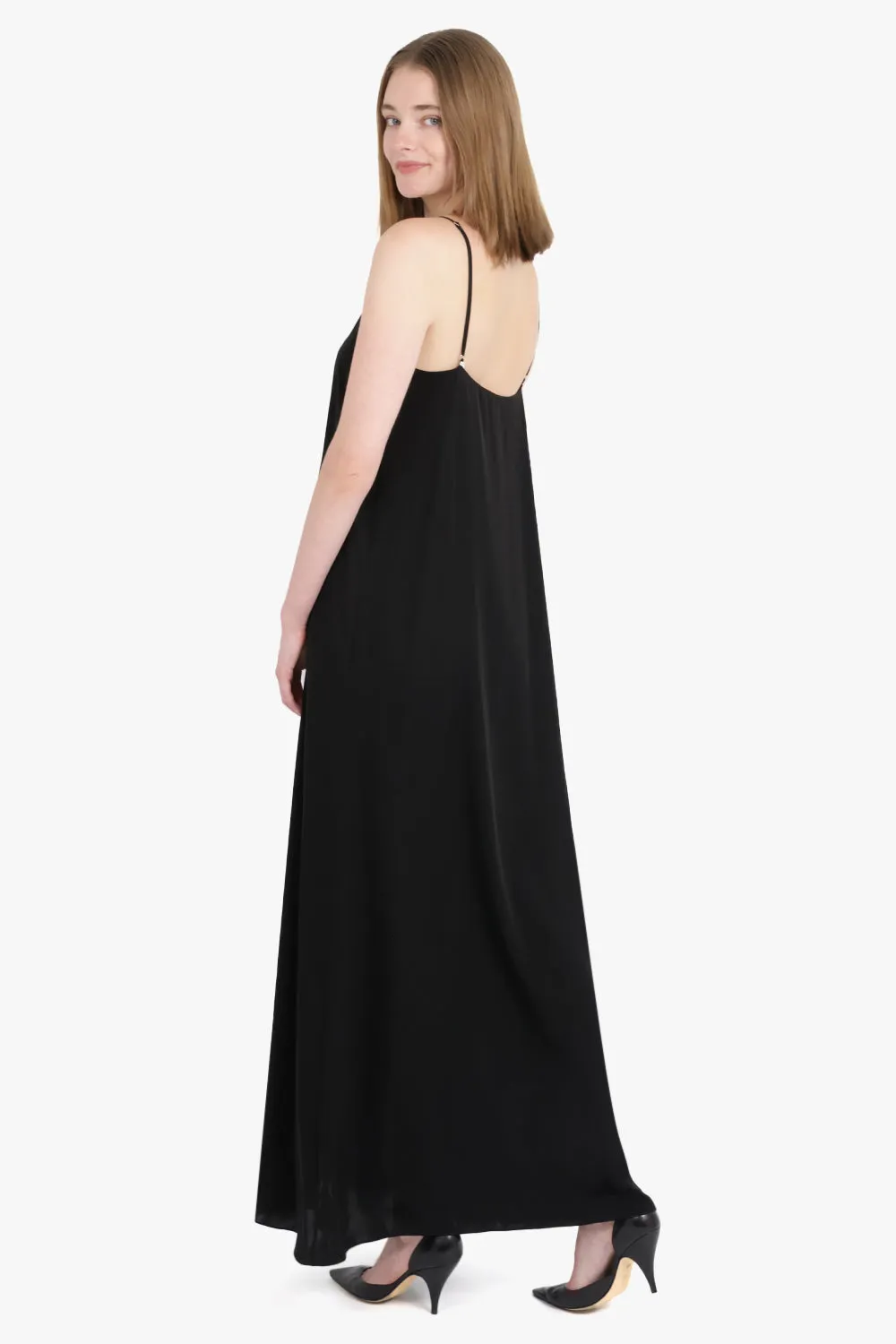 Kole Thin Strap V-Neck Maxi Dress | Black