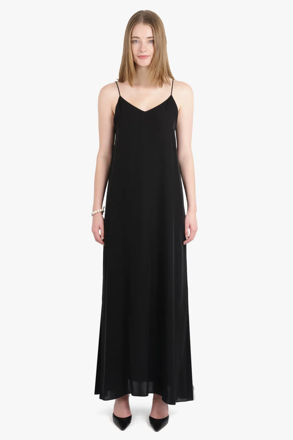 Kole Thin Strap V-Neck Maxi Dress | Black
