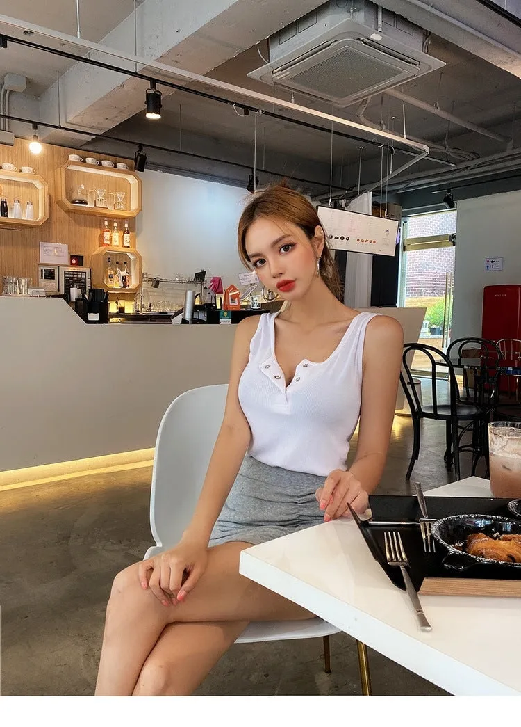 Korean High Waist Fold Dress Elastic Skirt Sexy Hip Flattering Women Slim Look A-Line Skirt