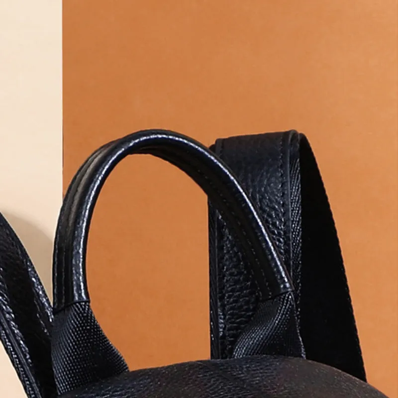 Ladies Black Leather Mini Backpack Purse Convertible Shoulder Bag Cute Backpacks For Women
