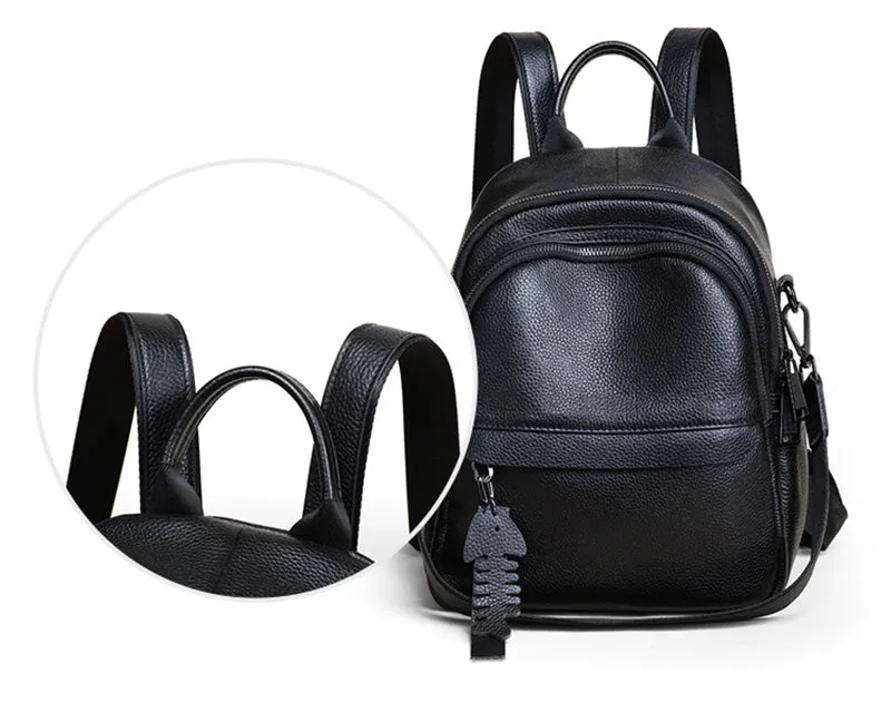 Ladies Black Leather Mini Backpack Purse Convertible Shoulder Bag Cute Backpacks For Women