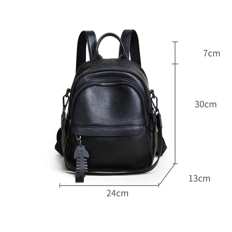 Ladies Black Leather Mini Backpack Purse Convertible Shoulder Bag Cute Backpacks For Women