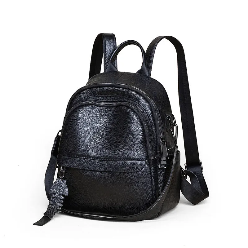 Ladies Black Leather Mini Backpack Purse Convertible Shoulder Bag Cute Backpacks For Women