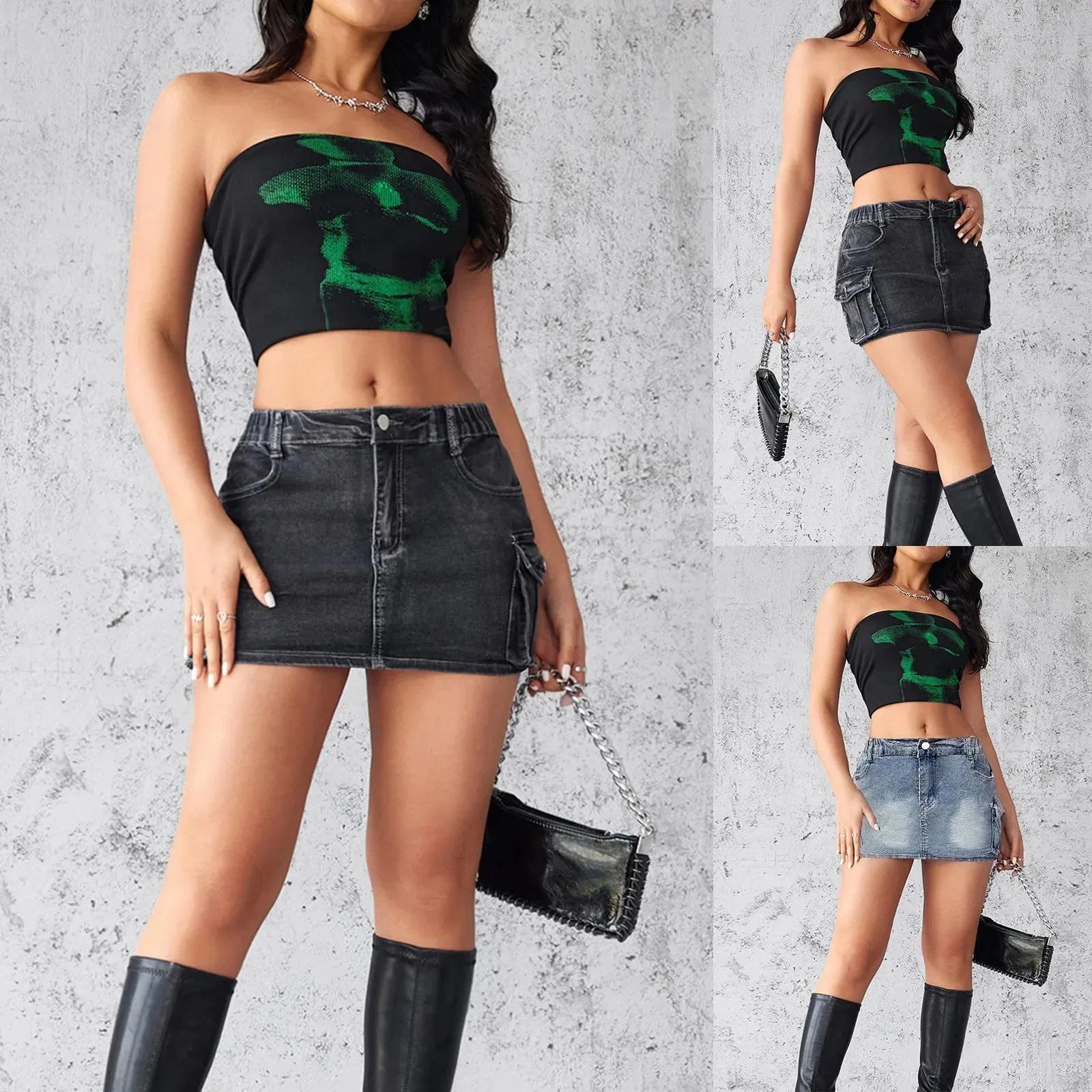 LVSANW Women's Summer Denim Skirt Sexy High Waist Retro Fashion Streetwear Slimming Look Thin Bag Hip Short Jean Skirt With Pocket