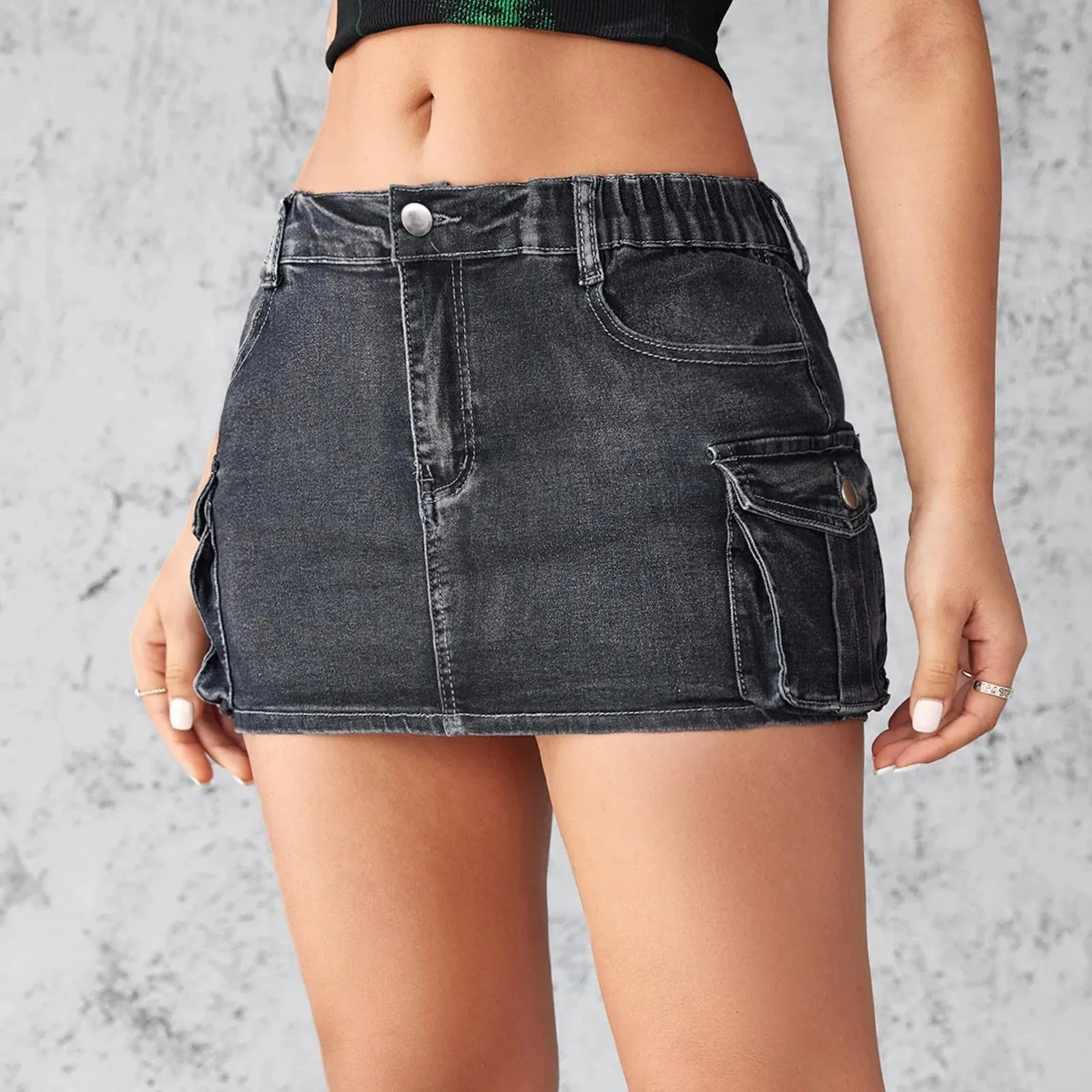 LVSANW Women's Summer Denim Skirt Sexy High Waist Retro Fashion Streetwear Slimming Look Thin Bag Hip Short Jean Skirt With Pocket