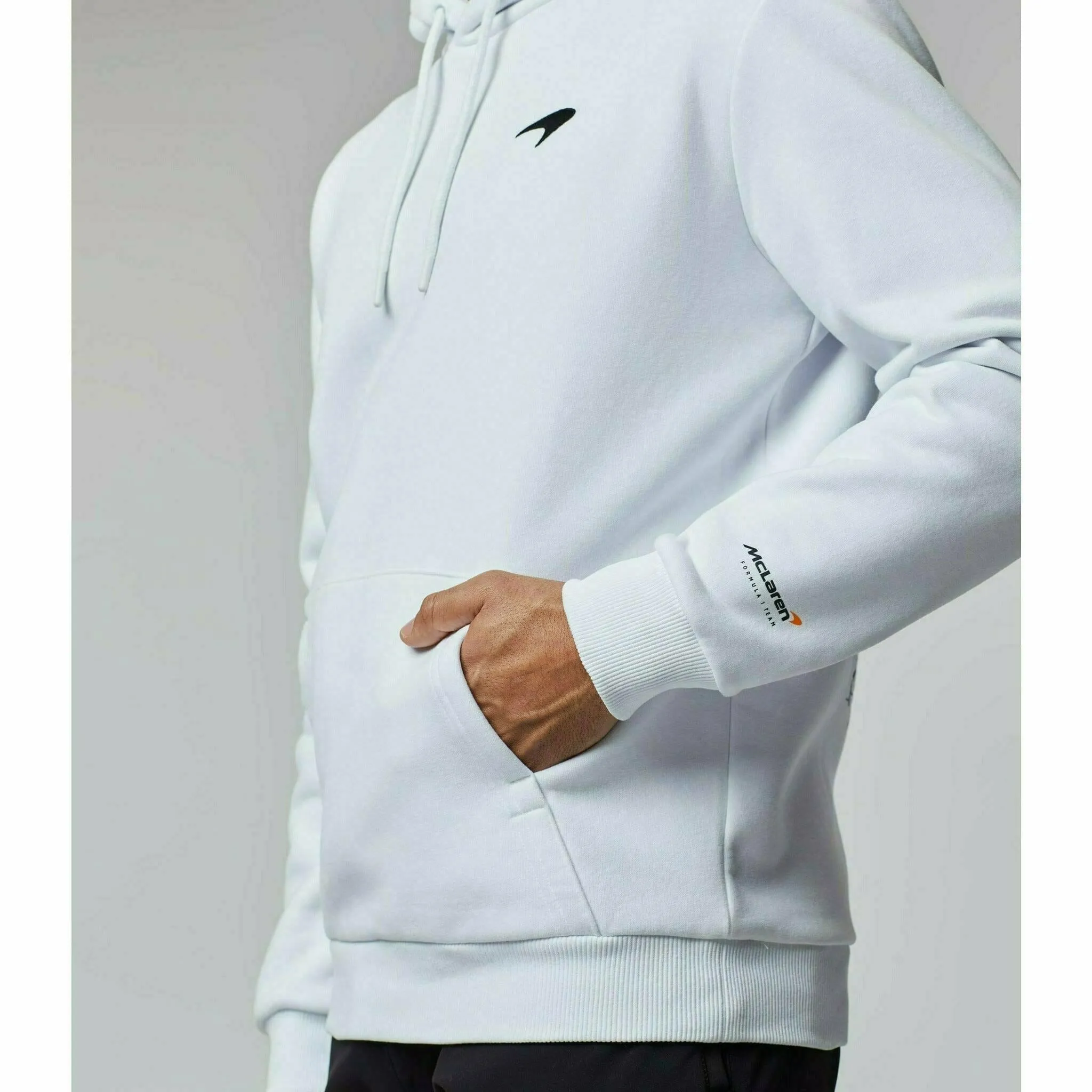 McLaren F1 Men's Small Speedmark Logo Hoodie -White/Vega Blue/Phantom