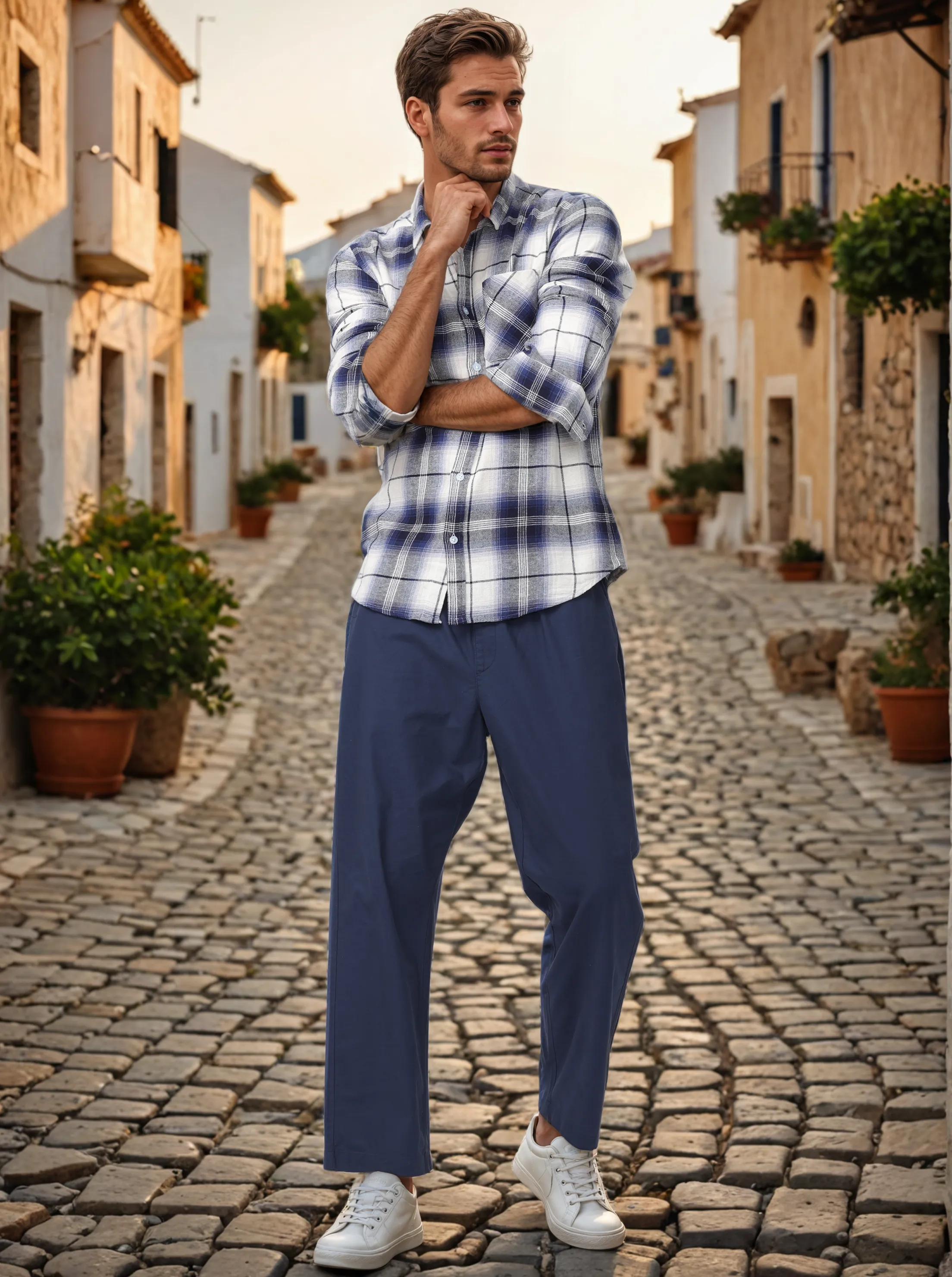 Men Navy Regular Fit Pants