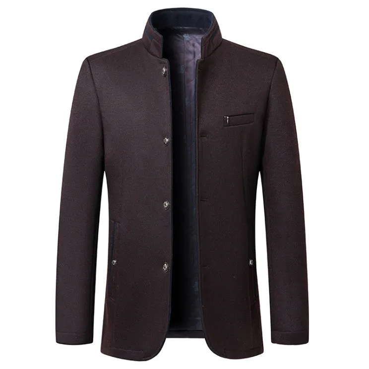 Men's Woolen Jacket Autumn And Winter Stand Collar Middle-aged