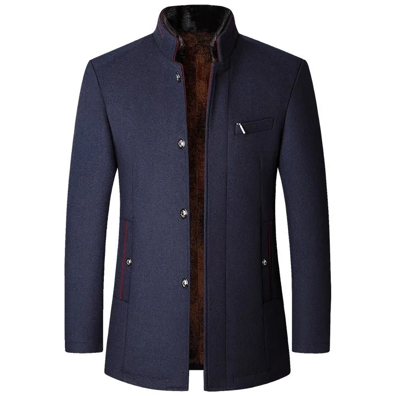 Men's Woolen Jacket Autumn And Winter Stand Collar Middle-aged