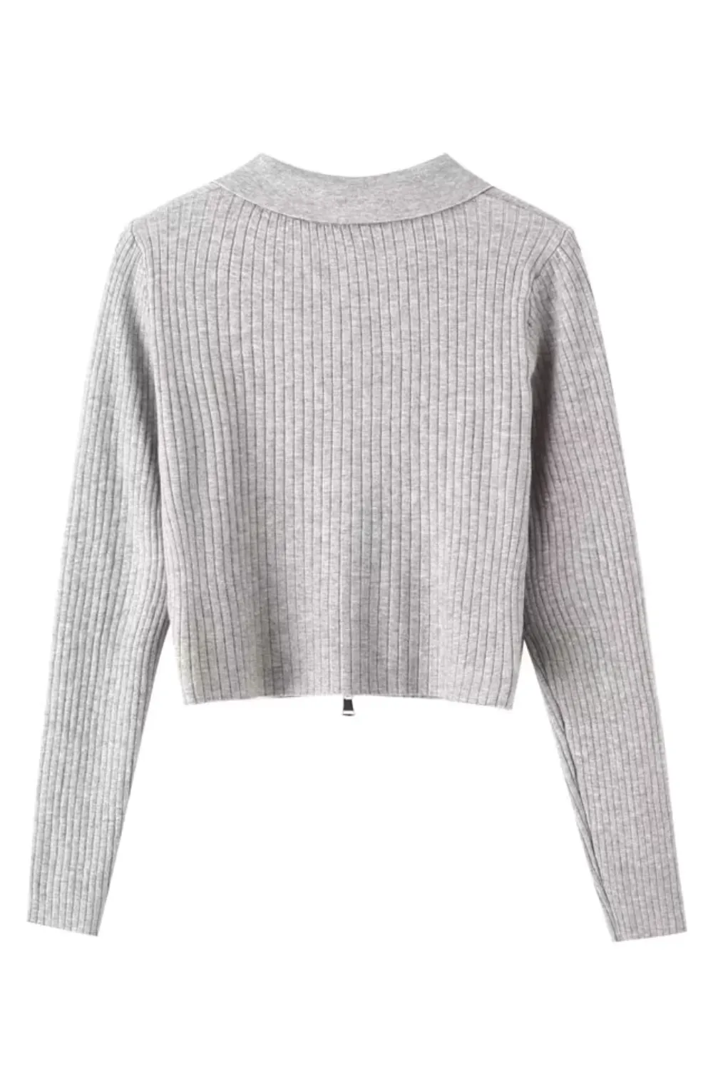 'Meryl' Full-Zipped Rib Knitted Sweater (3 Colors)