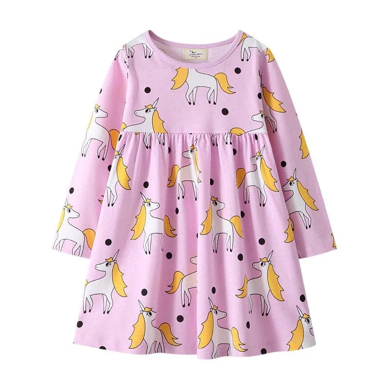 New Arrival Princess Girls Dresses Dinosaurs Applique Cute Birthday Children's Costume Autumn Long Sleeve Kids Dressress - KGD8288