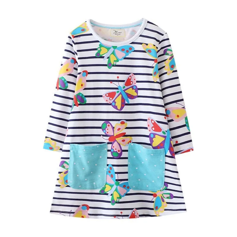 New Arrival Princess Girls Dresses Dinosaurs Applique Cute Birthday Children's Costume Autumn Long Sleeve Kids Dressress - KGD8288
