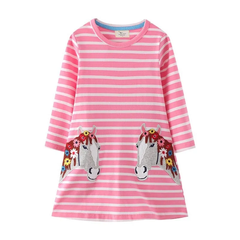 New Arrival Princess Girls Dresses Dinosaurs Applique Cute Birthday Children's Costume Autumn Long Sleeve Kids Dressress - KGD8288