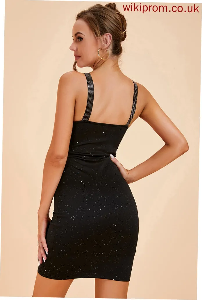 Noemi Club Dresses Sexy Neck Blends Mini Dresses Square Sleeveless Cotton Bodycon