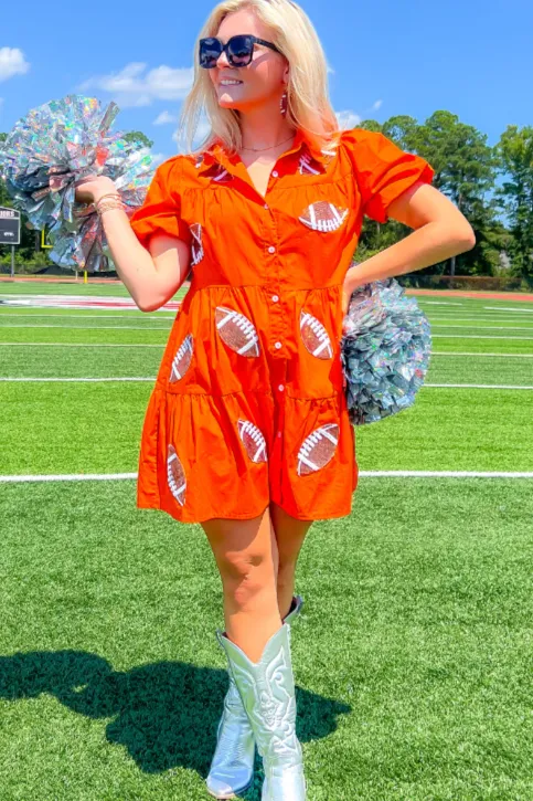 Orange Sequin Football Dress