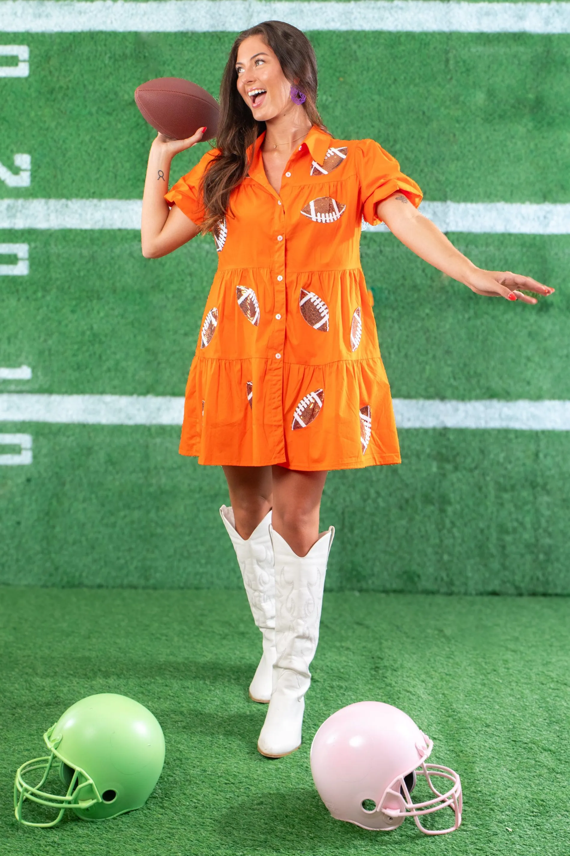 Orange Sequin Football Dress