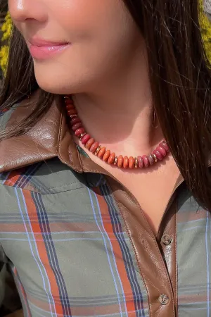 Orange Tones Wide Marble Beaded Necklace