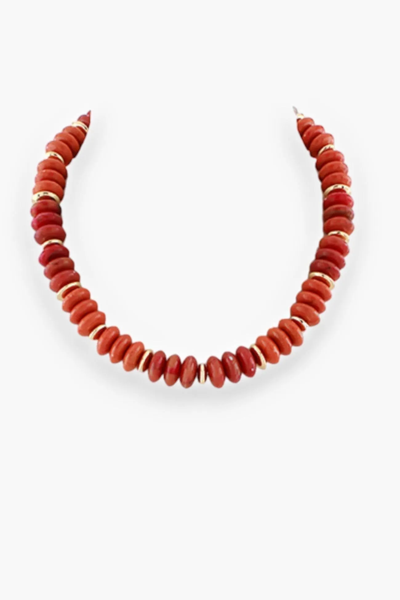 Orange Tones Wide Marble Beaded Necklace