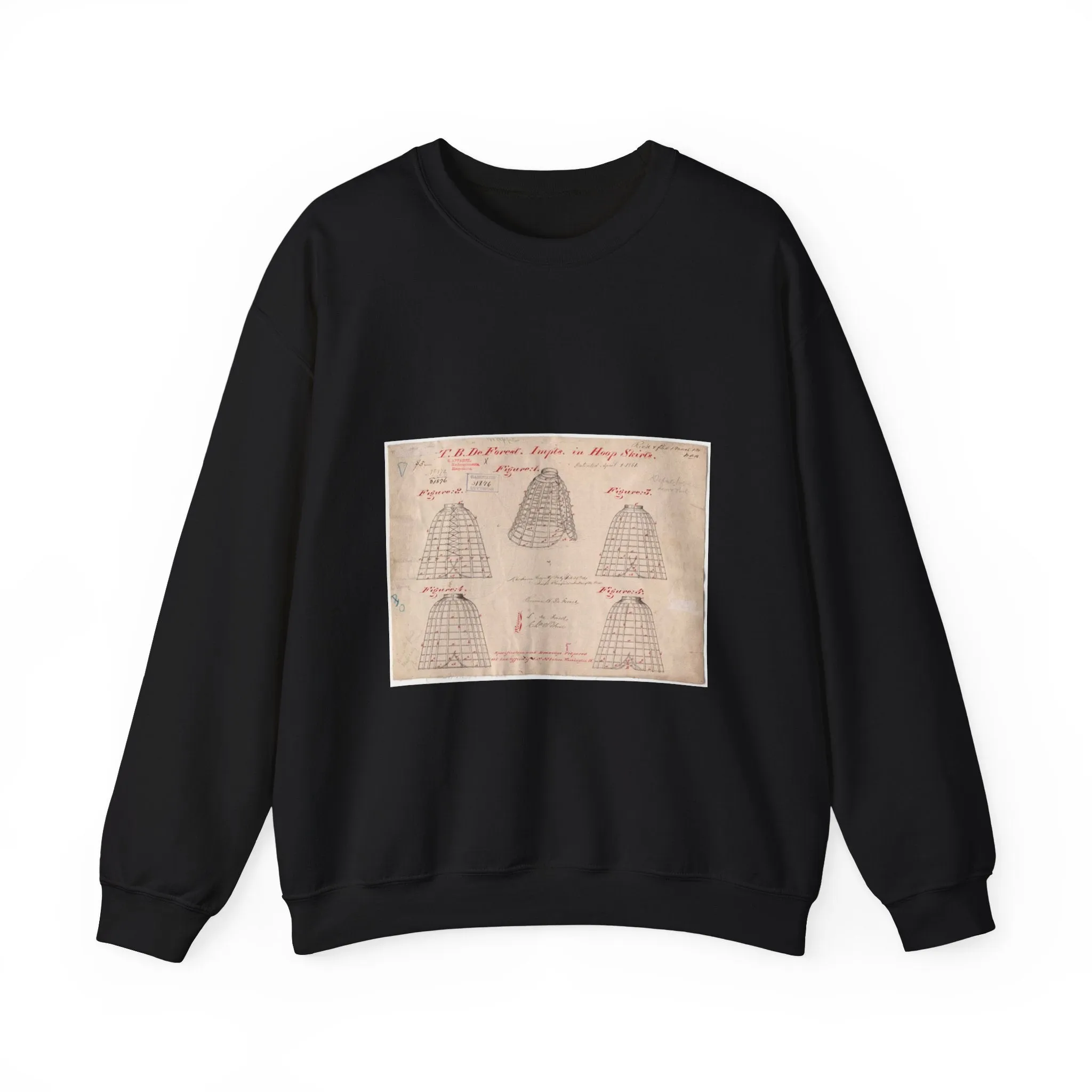 Patent drawing - Drawing of Improvements in Hoop Skirts Public domain  image Black Heavy Blend Adult Crew Neck SweatShirt