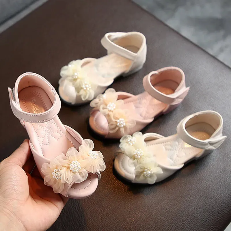 Pearl Flower Princess Sandals for Girls