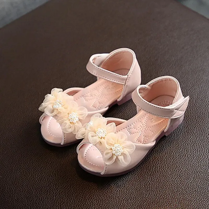 Pearl Flower Princess Sandals for Girls
