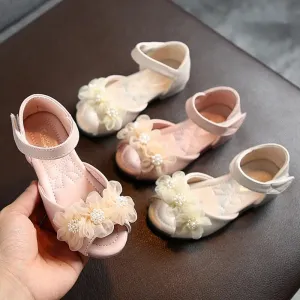 Pearl Flower Princess Sandals for Girls