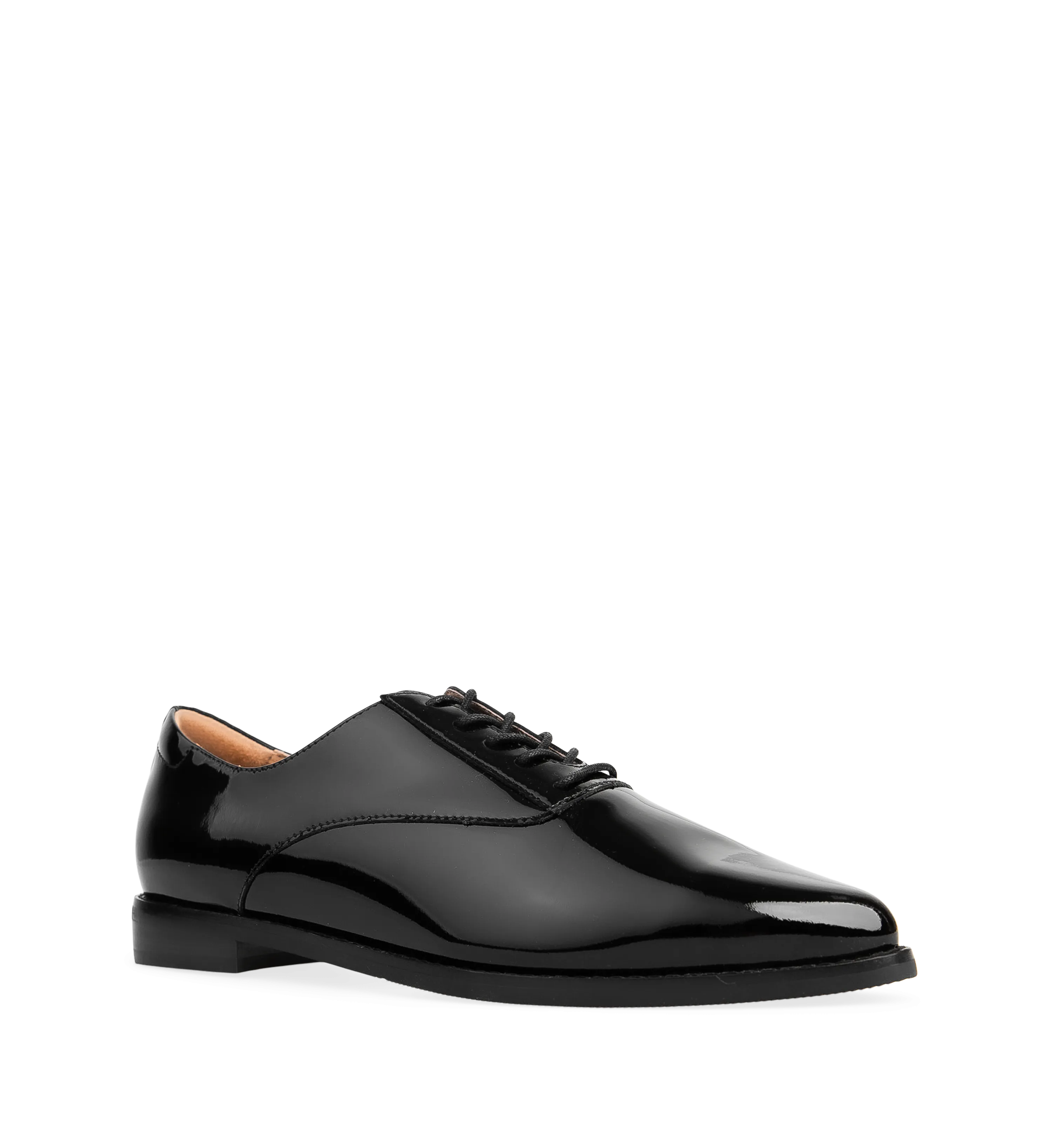 Piapiac Black Patent Leather Lace Up Flats