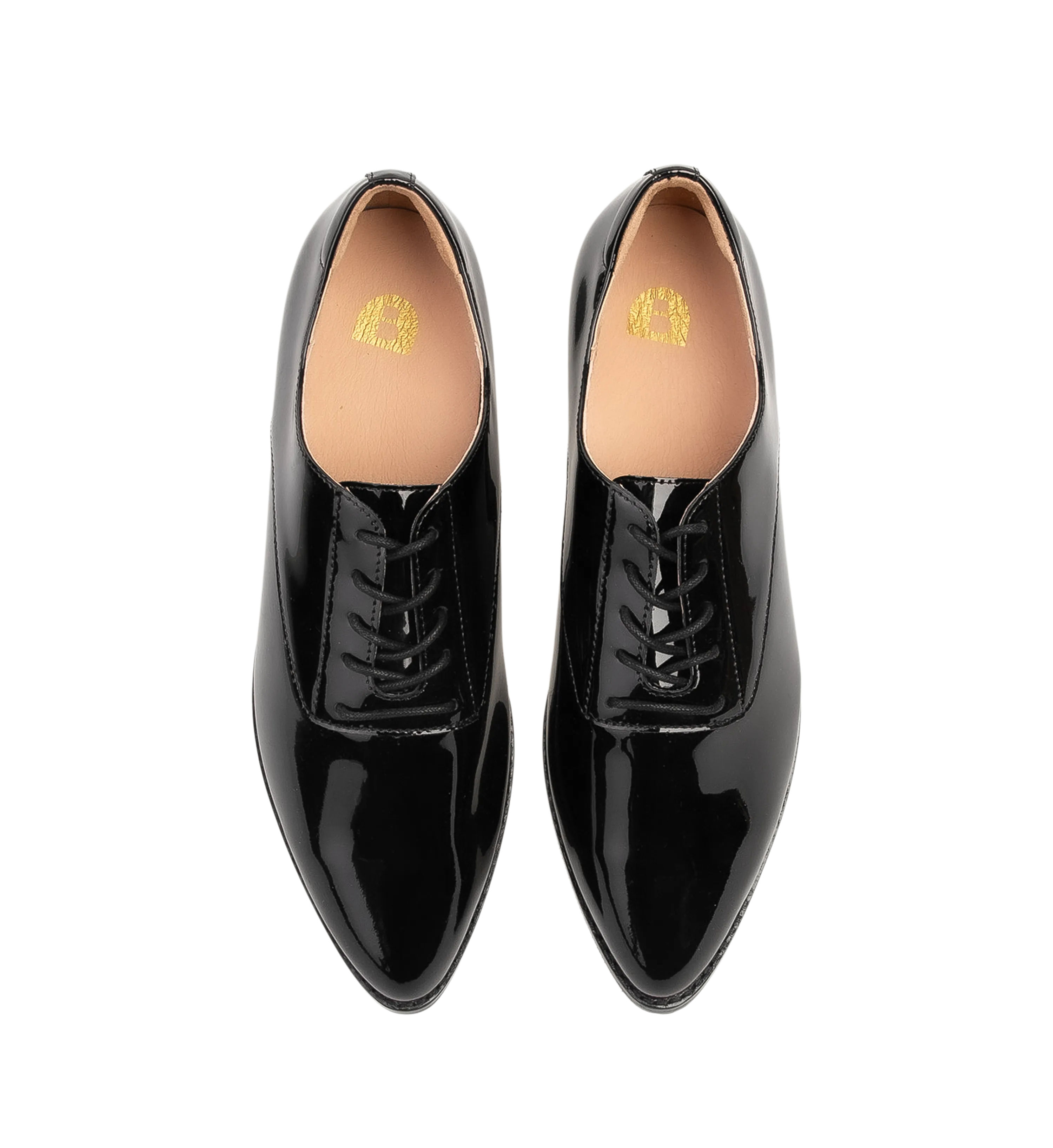 Piapiac Black Patent Leather Lace Up Flats