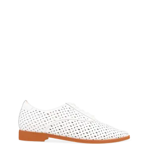 Piapiac White Leather Lace Up Flats
