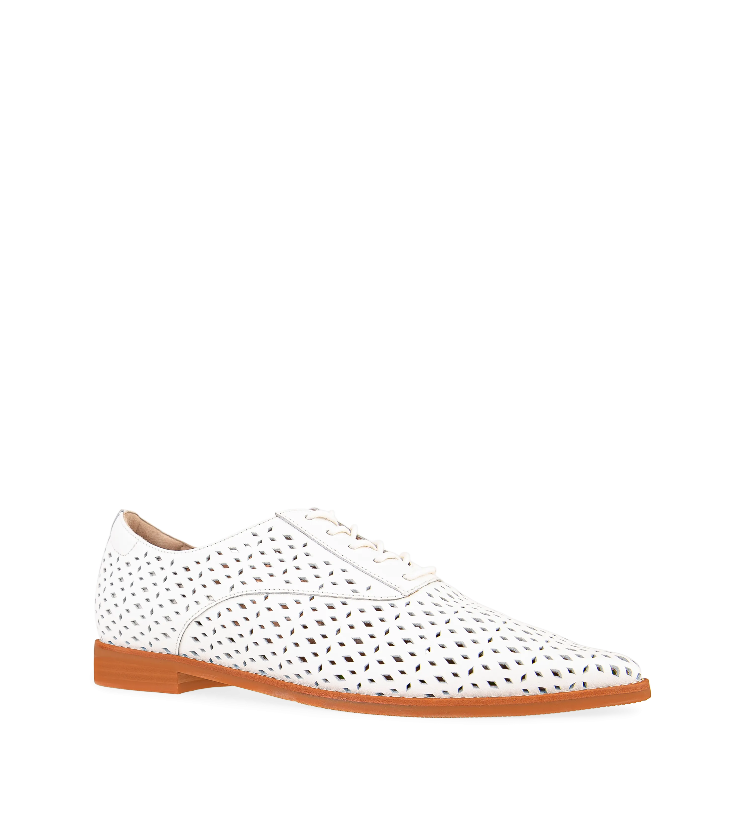 Piapiac White Leather Lace Up Flats