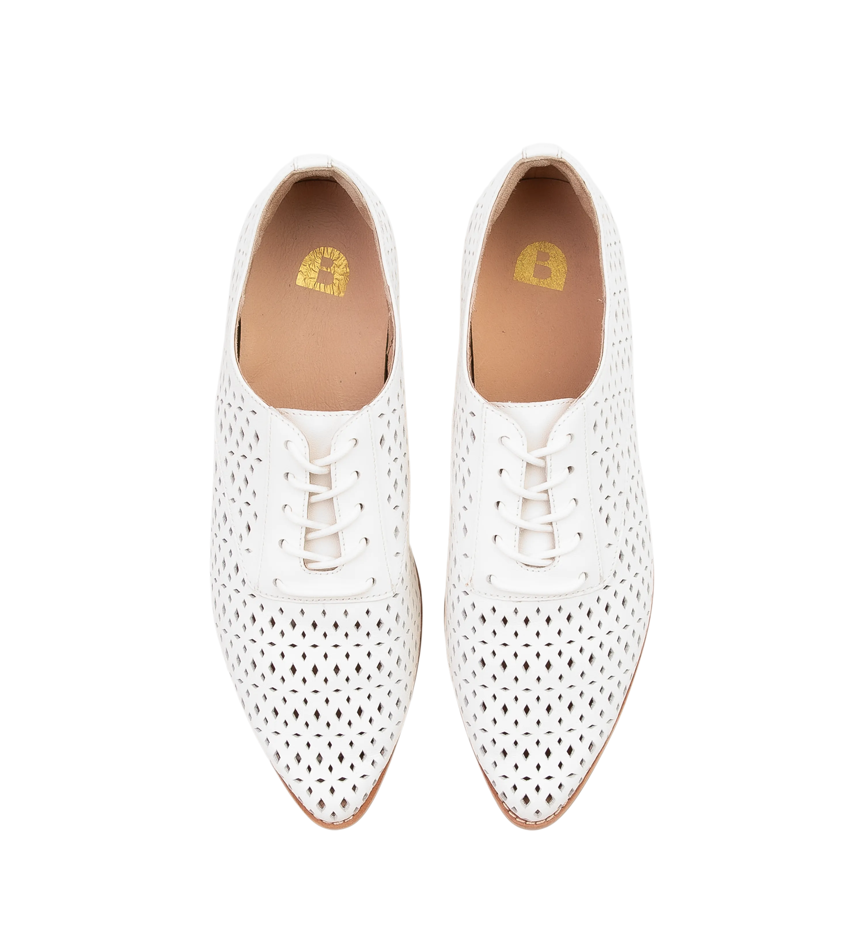 Piapiac White Leather Lace Up Flats