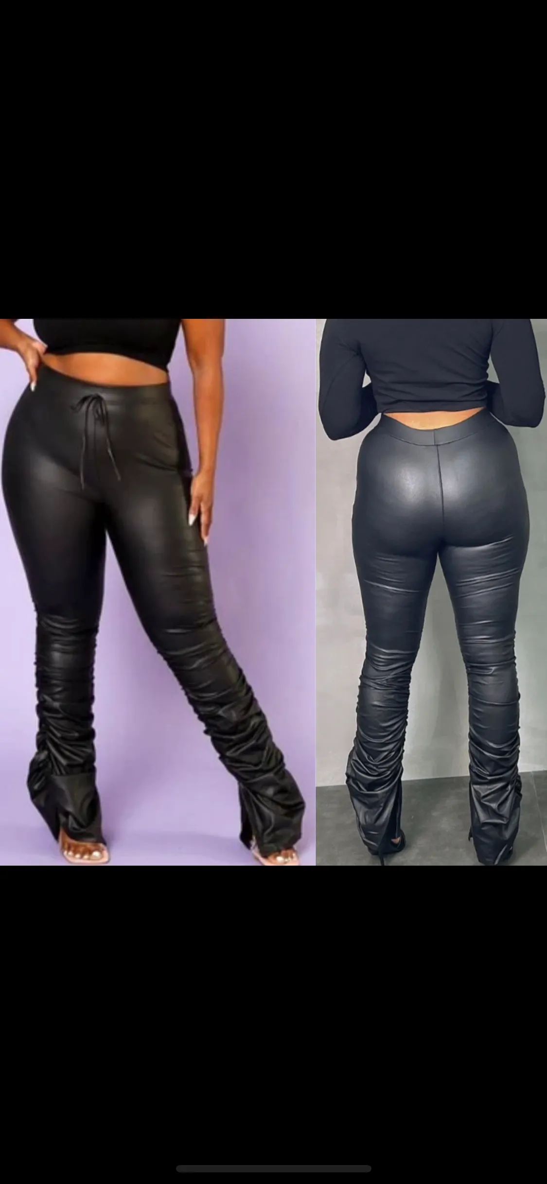 Plus Sizes! Ruched Faux Leather Leggings!