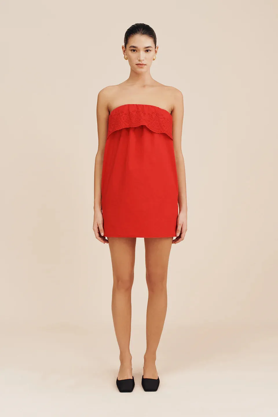 Posse Beryl Strapless Mini Dress in Ruby
