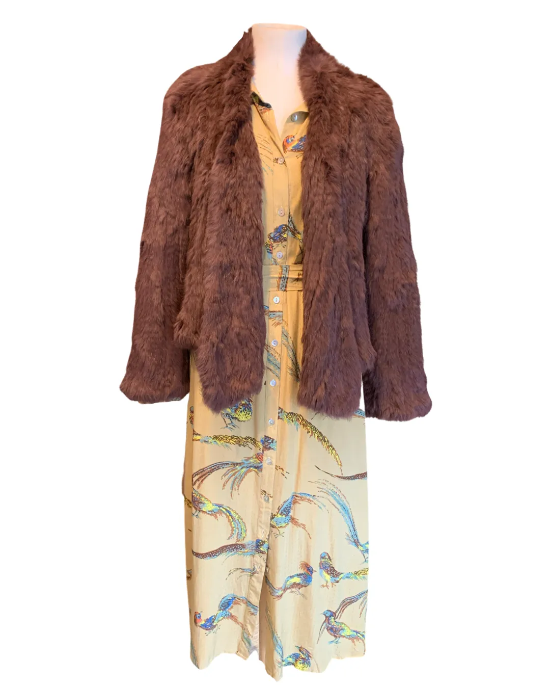 RABBIT FUR COAT  cedar