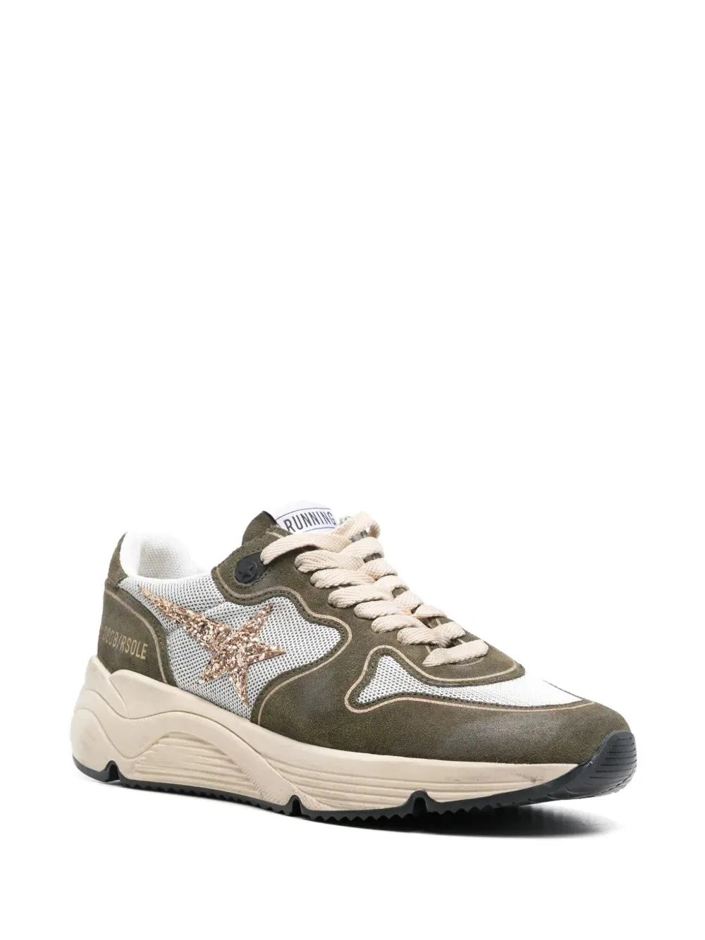 Running Sole in Olive/Silver/Gold Glitter