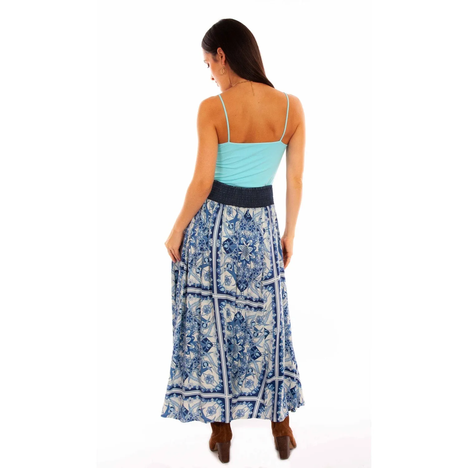 Scully Womens Floral Print Wrap Blue 100% Rayon Skirt