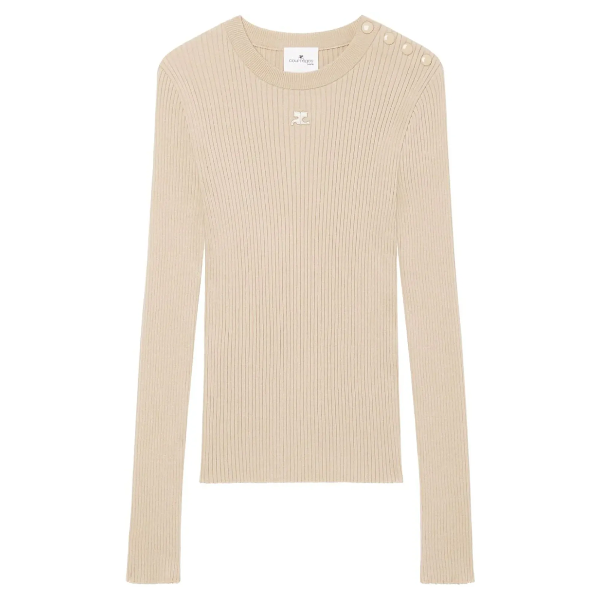 Shoulder Snaps Rib Knit Sweater