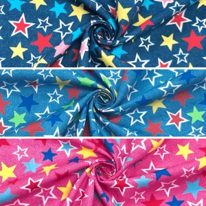 Stars on Denim Look Rose & Hubble Cotton Poplin Fabric