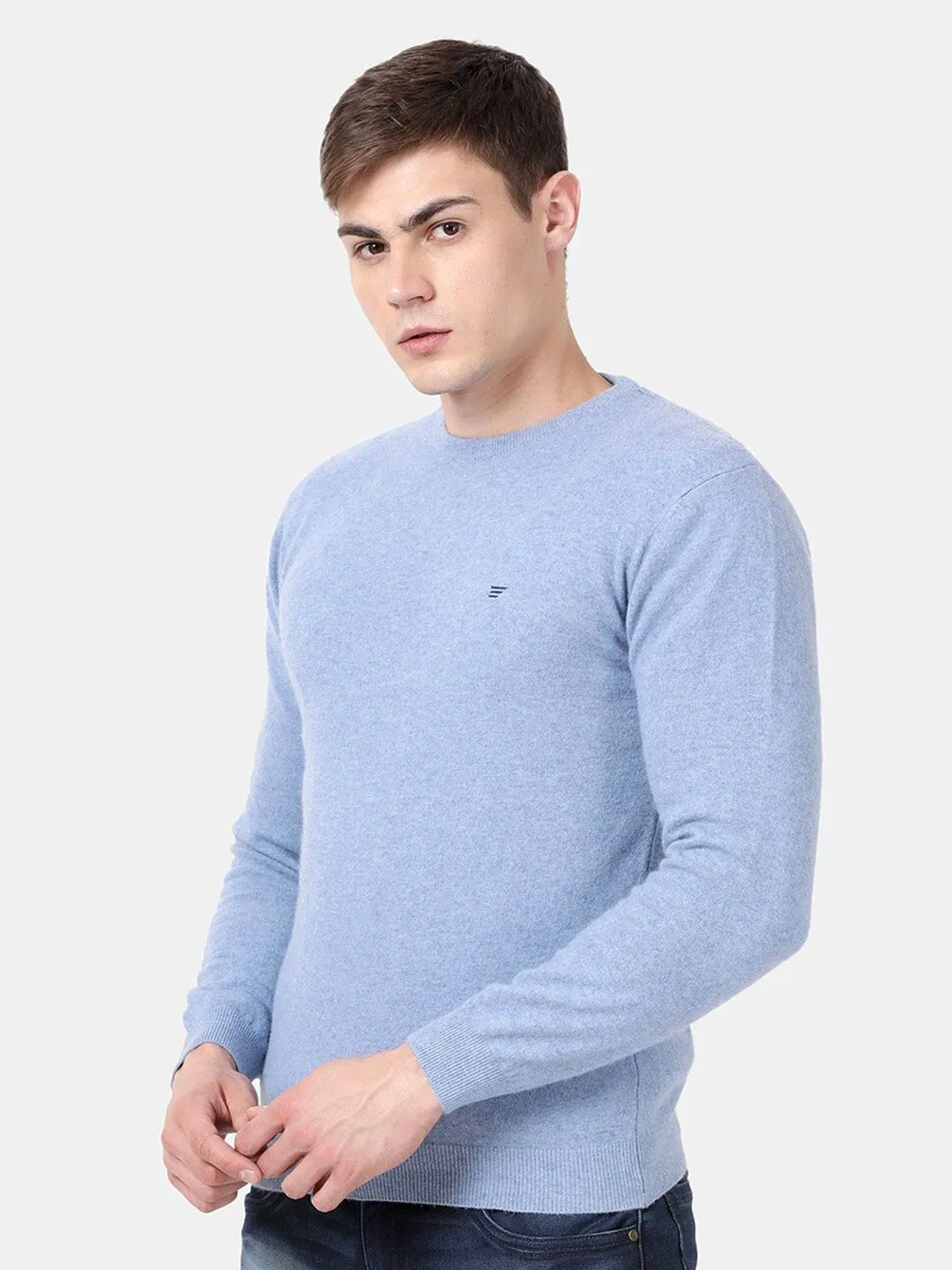 T-Base Round Neck Long Sleeves Woollen Pullover Sweater