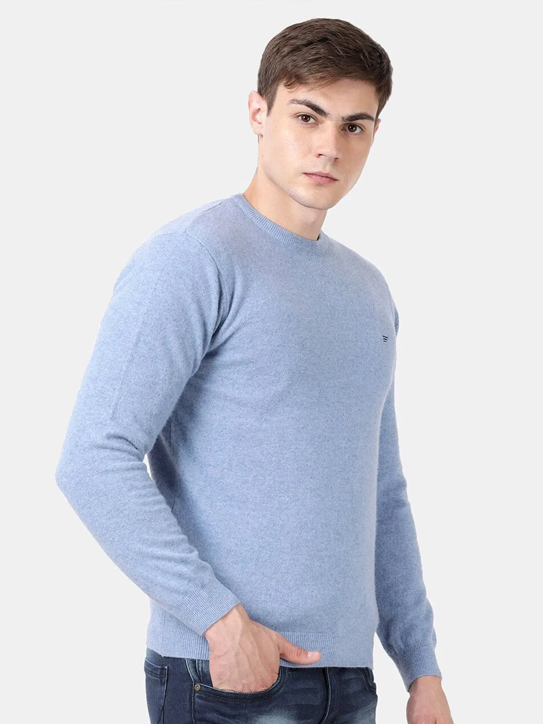 T-Base Round Neck Long Sleeves Woollen Pullover Sweater
